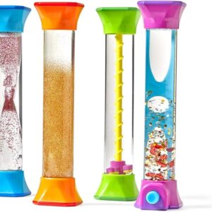 hand2mind Sensory Fidget Tubes, Calming Toys for Kids, Occupational Therapy Toys, Play Therapy, Stress Relief Toy, Comfort Items for Anxiety, Calm Down Corner Supplies (Set of 4)