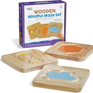 hand2mind Wooden Mindful Maze Set, Tactile Sensory Toys, Sensory Board, Anxiety Relief Items, Mindfulness for Kids, Social Emotional Learning, Calming Corner Classroom, Calm Down Corner Supplies