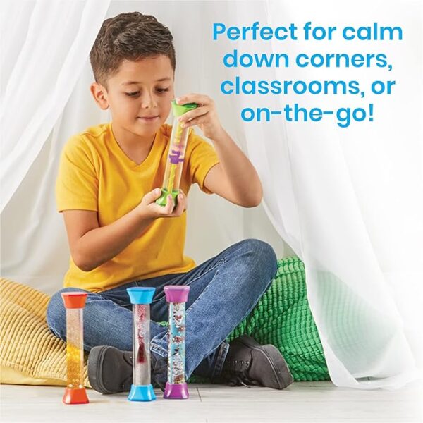 hand2mind Sensory Fidget Tubes, Calming Toys for Kids, Occupational Therapy Toys, Play Therapy, Stress Relief Toy, Comfort Items for Anxiety, Calm Down Corner Supplies (Set of 4) - Image 2