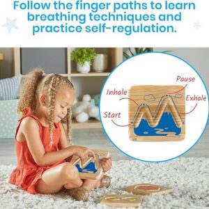 hand2mind Wooden Mindful Maze Set, Tactile Sensory Toys, Sensory Board, Anxiety Relief Items, Mindfulness for Kids, Social Emotional Learning, Calming Corner Classroom, Calm Down Corner Supplies