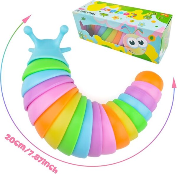 Cevioce 6 Sensory Slug Fidget Toys, Adults & Kids Party Favors, Autism Sensory Toys for 3+ Year Olds - Blue - Image 4