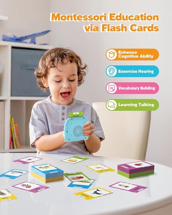 Talking Flash Cards for Toddlers 1 2 3 4 Year Olds, Montessori Language Learning with 224 Words, Pocket Speech Therapy and Autism Playthings, Children's Sensory Educational Device - Image 2