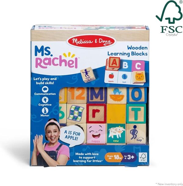 Ms. Rachel Melissa & Doug Letter, Number, and Game Wooden Learning Blocks with Activity Cards for Girls and Boys Toddlers Ages 18 Months+ - FSC-Certified - Image 4