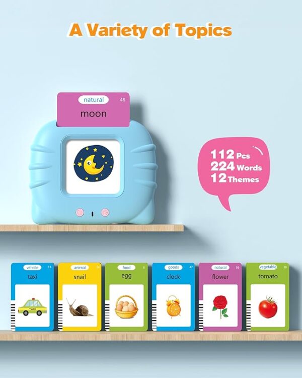 Talking Flash Cards for Toddlers 1 2 3 4 Year Olds, Montessori Language Learning with 224 Words, Pocket Speech Therapy and Autism Playthings, Children's Sensory Educational Device - Image 3