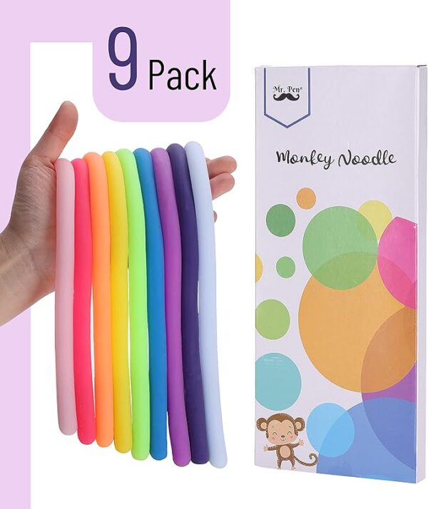 Mr. Pen- Monkey Noodle Fidget Toy, 9 Pack, Fidget Noodles, Stretchy Strings Fidget Toys, Sensory Noodles, Sensory Toys, Calming Toys, Sensory Fidget Toys, Stretchy Toys, Autism Toys - Image 2