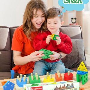 Montessori Toys for 1 2 3 Year Old Boy Girl, Toys for Ages 2-4 Toddlers Kids Baby, 1 2 Year Old Birthday Gifts, Wooden Learning Puzzles Shape Sorter Toy for Toddlers 1-3