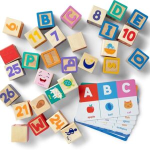 Ms. Rachel Melissa & Doug Letter, Number, and Game Wooden Learning Blocks with Activity Cards for Girls and Boys Toddlers Ages 18 Months+ – FSC-Certified