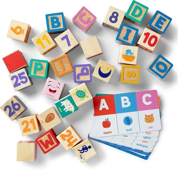 Ms. Rachel Melissa & Doug Letter, Number, and Game Wooden Learning Blocks with Activity Cards for Girls and Boys Toddlers Ages 18 Months+ - FSC-Certified - Image 2