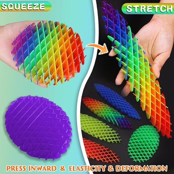 Fidget Worm Toy 7 PCS - Sensory Slug Fidget Toy,Multicolor Stress Relief Fidget Toys,Resistance Fidget Toys,Anxiety Relief Toys for Kids & Adults,Elastic Mesh Toys (7 Colors Packing) - Image 4