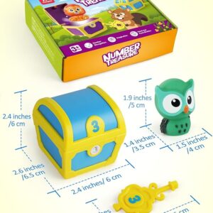 Coogam Fine Motor Skill Toys for Toddlers, 10pcs Surprise Animals Finger Puppets Treasure with Number Locks, Matching Color Sorting Pirate Hunt Game, Learning Montessori Gift for 3 4 5 Year Old