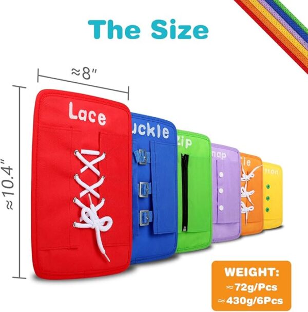 Learn to Tie Your Shoes Dressing Board Montessori Mobile Sensory Board Travel Therapist Life Skills Development Toy - Zip,Button,Snap,Buckle,Lace & Tie for Preschool Toddler 2-8 Years Old - Image 3
