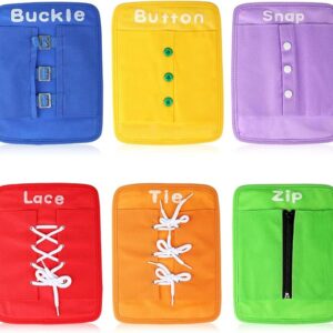 Learn to Tie Your Shoes Dressing Board Montessori Mobile Sensory Board Travel Therapist Life Skills Development Toy - Zip,Button,Snap,Buckle,Lace & Tie for Preschool Toddler 2-8 Years Old