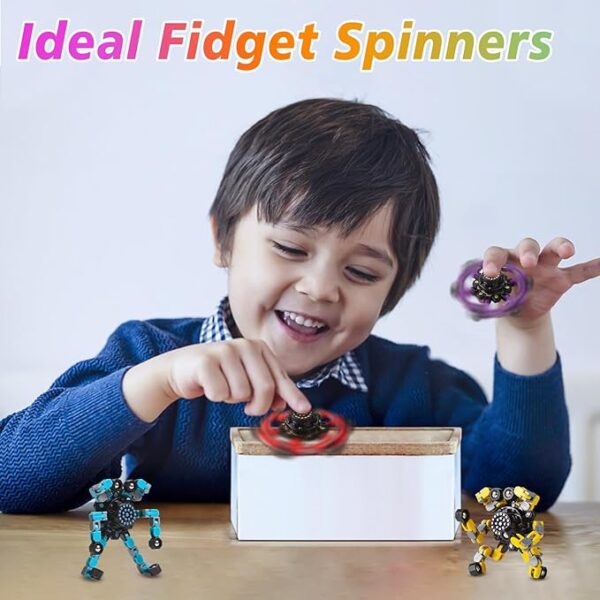 Transformable Fidget Spinners 4 Pcs for Kids and Adults Stress Relief Sensory Toys for Boys and Girls Fingertip Gyros for Party Favors Stocking Stuffers Bulk for Kids - Image 2