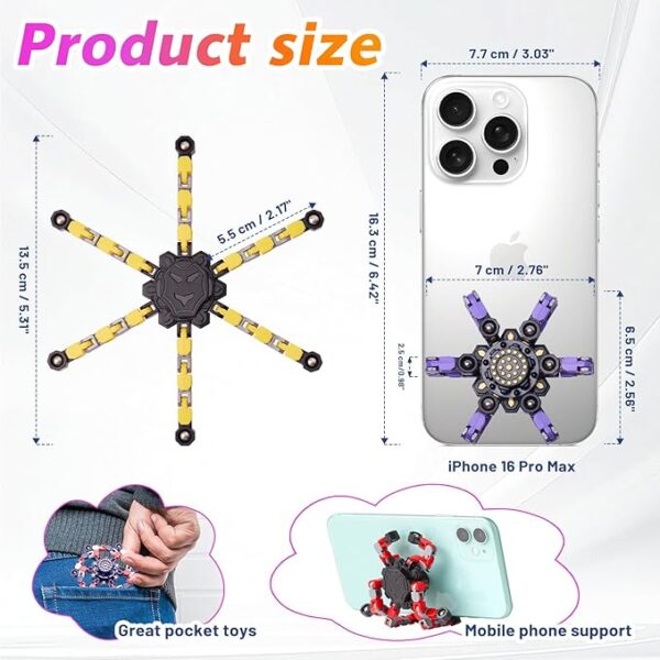 Transformable Fidget Spinners 4 Pcs for Kids and Adults Stress Relief Sensory Toys for Boys and Girls Fingertip Gyros for Party Favors Stocking Stuffers Bulk for Kids - Image 3