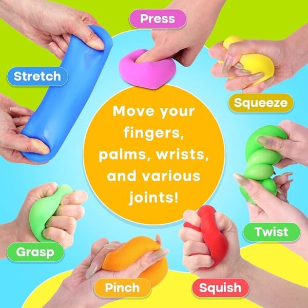 24 Pack Mini Slow Rise Stress Cube: Pull Stretch Fidget Toys for Anxiety Relief, Dough Squishy Toys Bulk for Kids, Classroom Prize Box Toys, Fidgets for Classroom, Hand Therapy Sensory Squishy Ball - Image 3