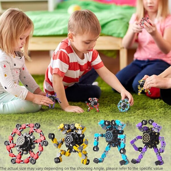 Transformable Fidget Spinners 4 Pcs for Kids and Adults Stress Relief Sensory Toys for Boys and Girls Fingertip Gyros for Party Favors Stocking Stuffers Bulk for Kids - Image 4