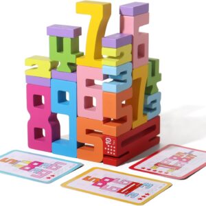 20PCS Wooden Number Building Blocks, Montessori Toys Math Learning Toys for Kids Digital Educational Counting Toys Learning Toys for Parent-Kids Interaction Social Skills Creative Games for Ages 3+